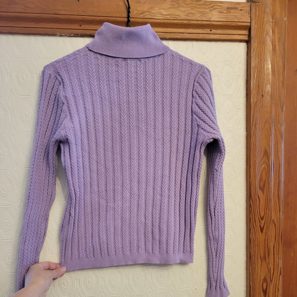 Icône par Simons Cable Knit Turtleneck Sweater Women's Large — Lavender Purple
